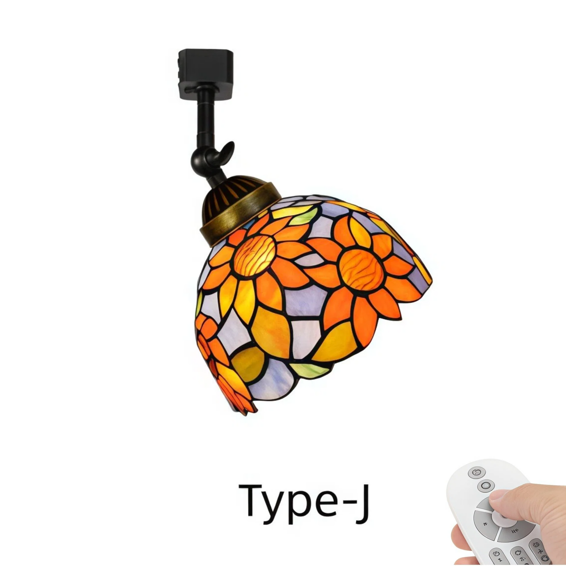 Kiven Dimmable H-Type Track Head Lighting Adjustable Angle Tiffany Ceiling Light Colorful Dragonfly Glass Shade Handmade Track Light Fixture for Gallery Mirror Front(No Track)
