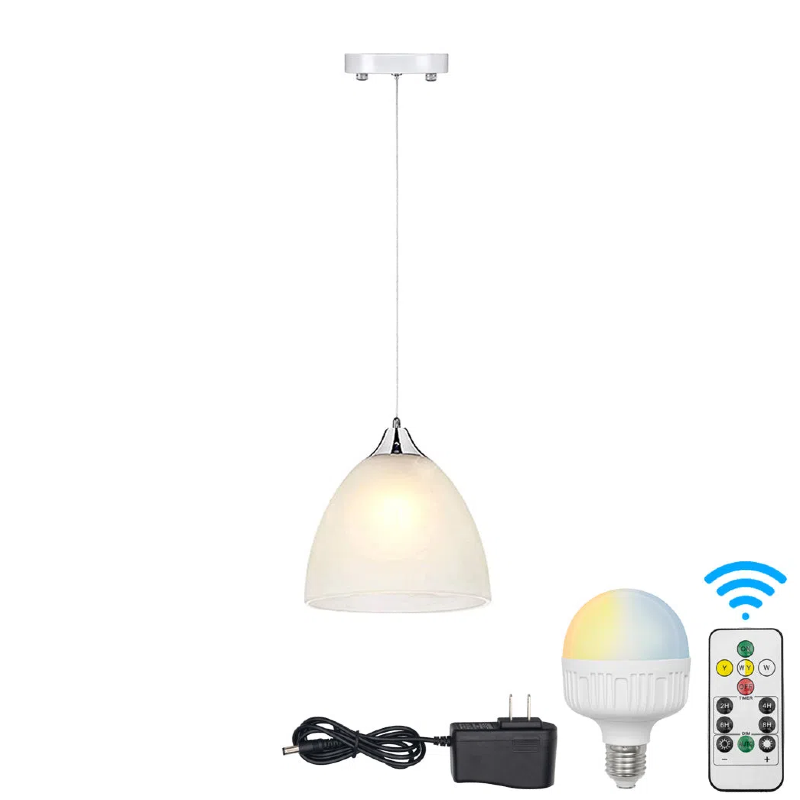 Battery Operated Pendant Light Adjustable Iron Cable with Remote