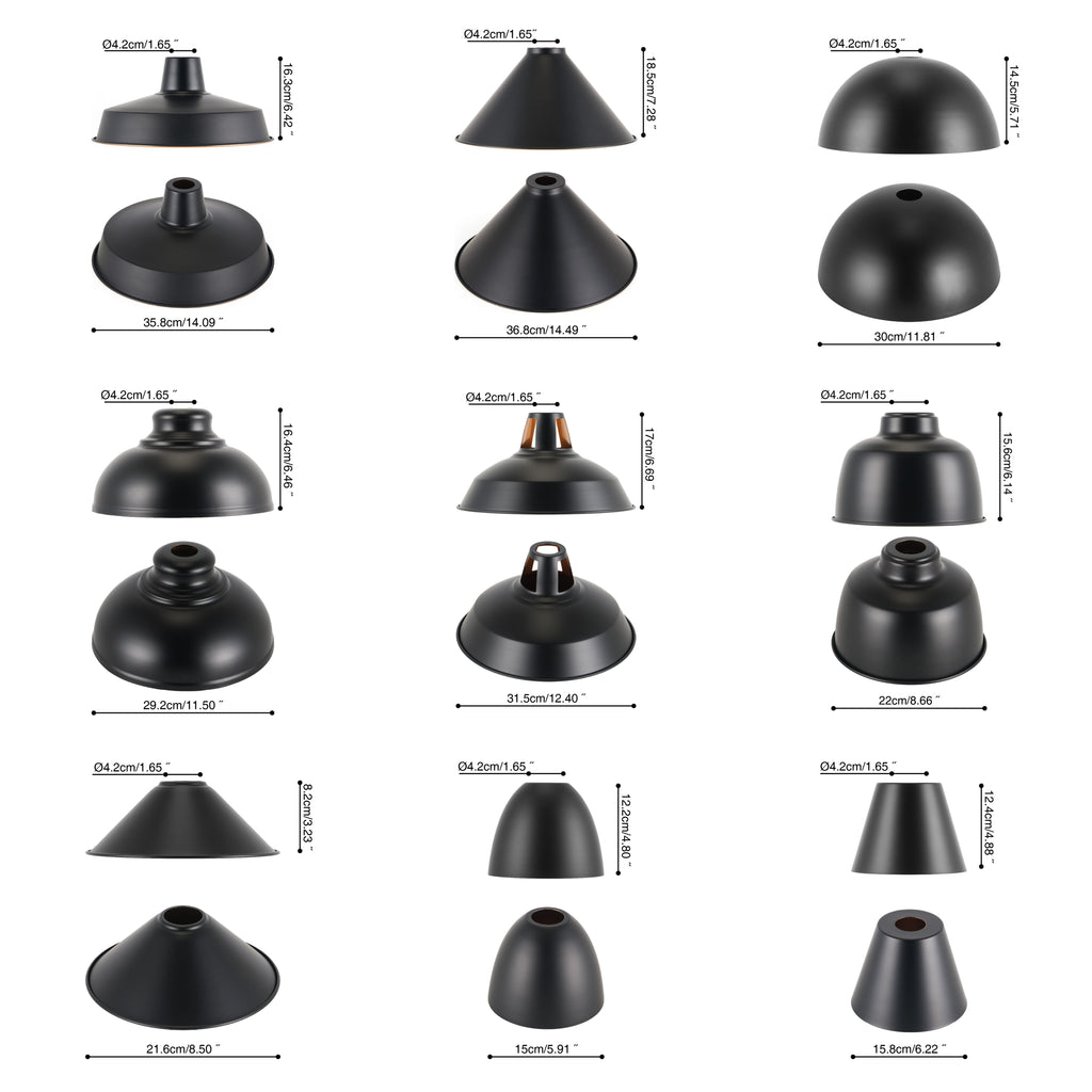 4-piece industrial retro metal bulb shield iron black hanging ceiling cone DIY lamp cover decoration replacement lamp cover is suitable for chandelier desk lamp wall lamp.