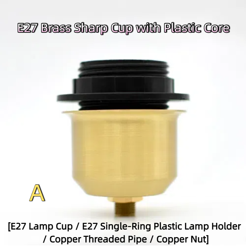 2-Pack Vintage Lighting DIY Hardware: Solid Brass Lamp Head Set with Crystal Accents – Includes Lamp Cup, Socket Sleeves & Shade Clips