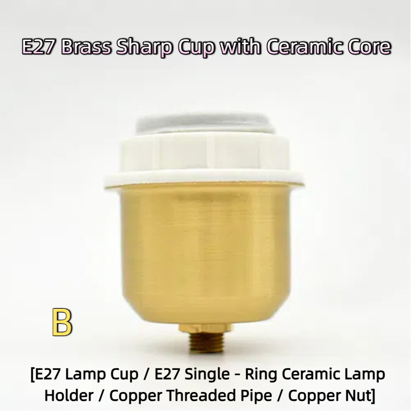 2-Pack Vintage Lighting DIY Hardware: Solid Brass Lamp Head Set with Crystal Accents – Includes Lamp Cup, Socket Sleeves & Shade Clips