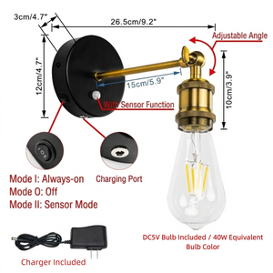 PIR Motion Sensor Wireless Rechargeable Battery Wall Sconce Simple For Hallway Balcony Entrance
