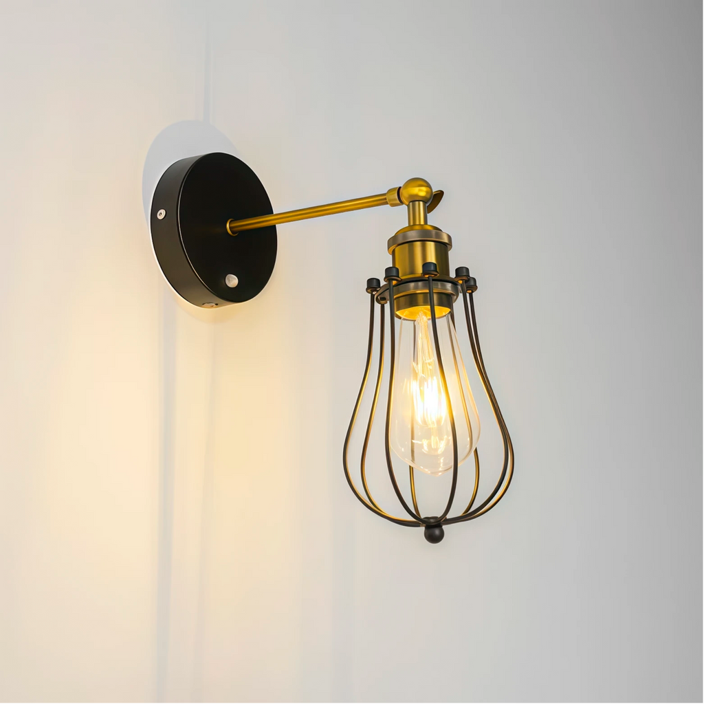 Rechargeable Motion Sensor Wall Sconce, Wireless Industrial Swing Arm Wall Light with 5V Low Voltage E26 LED Bulb
