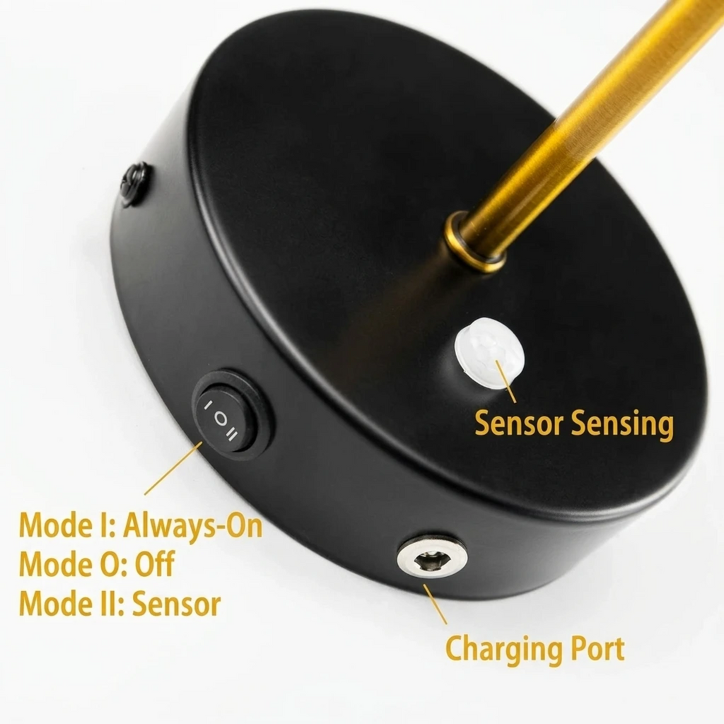 Rechargeable Motion Sensor Wall Sconce, Wireless Industrial Swing Arm Wall Light with 5V Low Voltage E26 LED Bulb