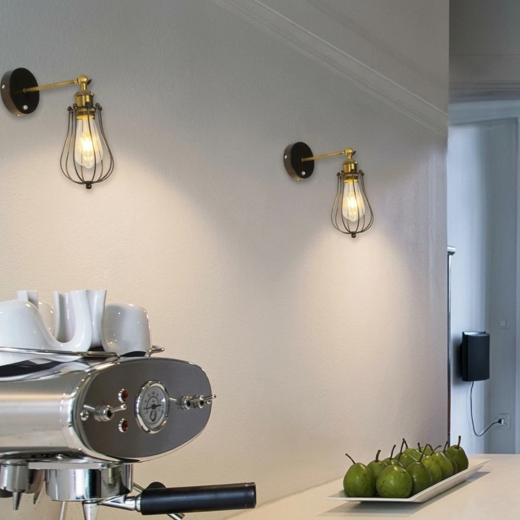 Rechargeable Motion Sensor Wall Sconce, Wireless Industrial Swing Arm Wall Light with 5V Low Voltage E26 LED Bulb