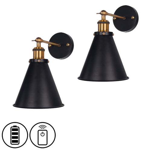 Battery Operated Wireless Vintage Wall Sconce with Smart Dimmable LED Bulb