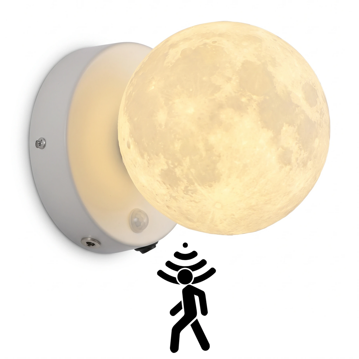 Kiven Integrated Rechargeable Moon Wall Light | Motion Sensor Night Light for Bathroom, Hallway & Staircase