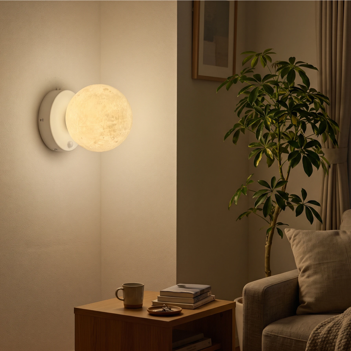 Kiven Integrated Rechargeable Moon Wall Light | Motion Sensor Night Light for Bathroom, Hallway & Staircase
