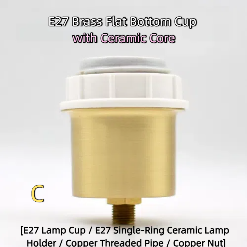2-Pack Vintage Lighting DIY Hardware: Solid Brass Lamp Head Set with Crystal Accents – Includes Lamp Cup, Socket Sleeves & Shade Clips