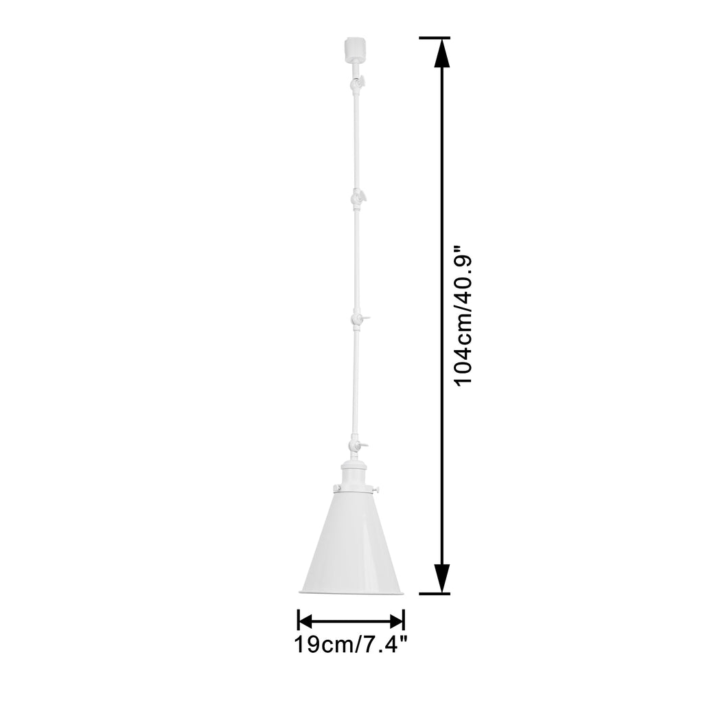 Adjustable Directional Focus White/Black Metal Cone Track Lamp with E26 Base — Vintage Style, Suitable for Kitchen, Living Room, Bedroom