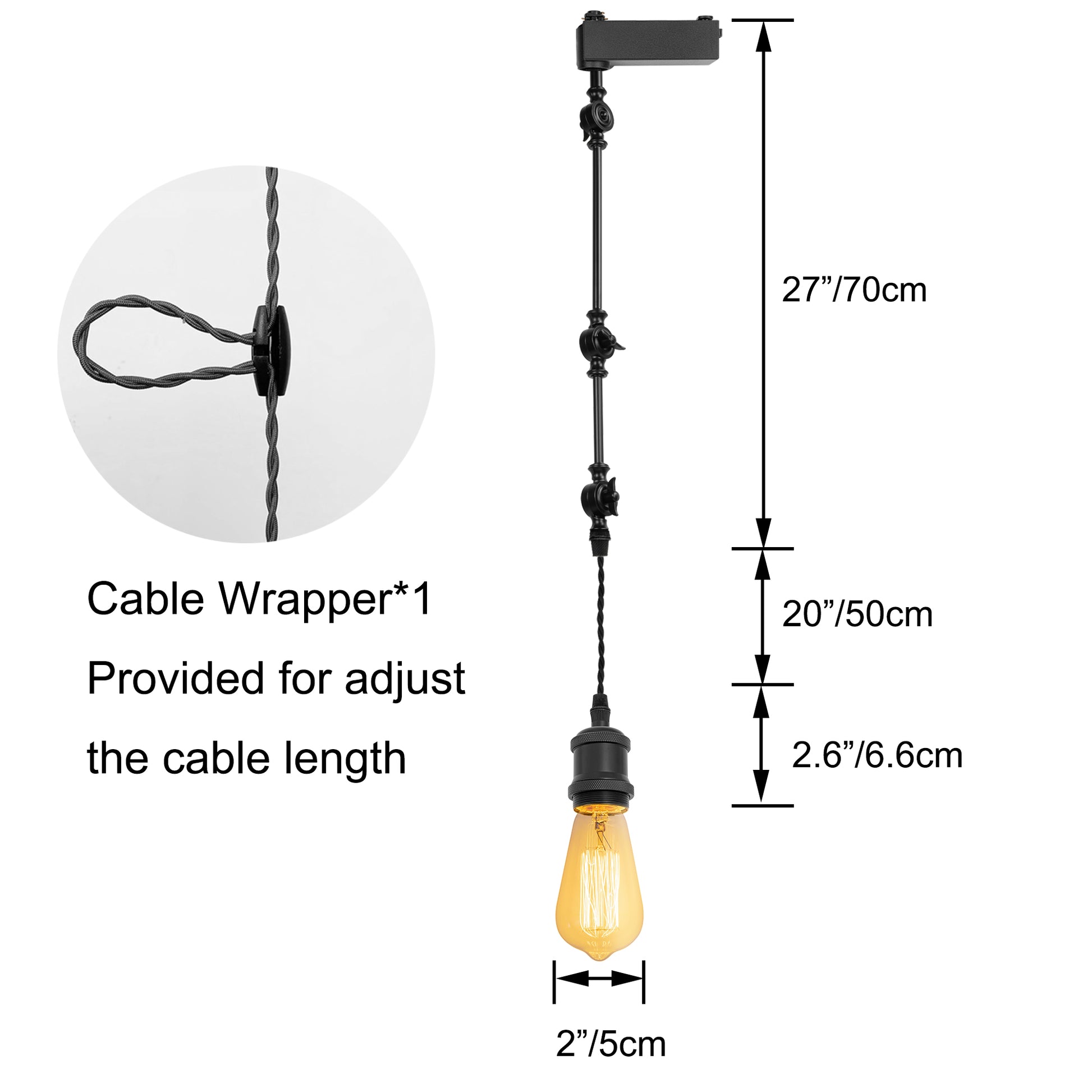 Kiven H Type Track Lighting Pendant with 350° Swivel & 3 Adjustable Articulating Arms,1 Pack Modern Track Lighting Fixture with Adjustable Cord for Kitchen Island Shop
