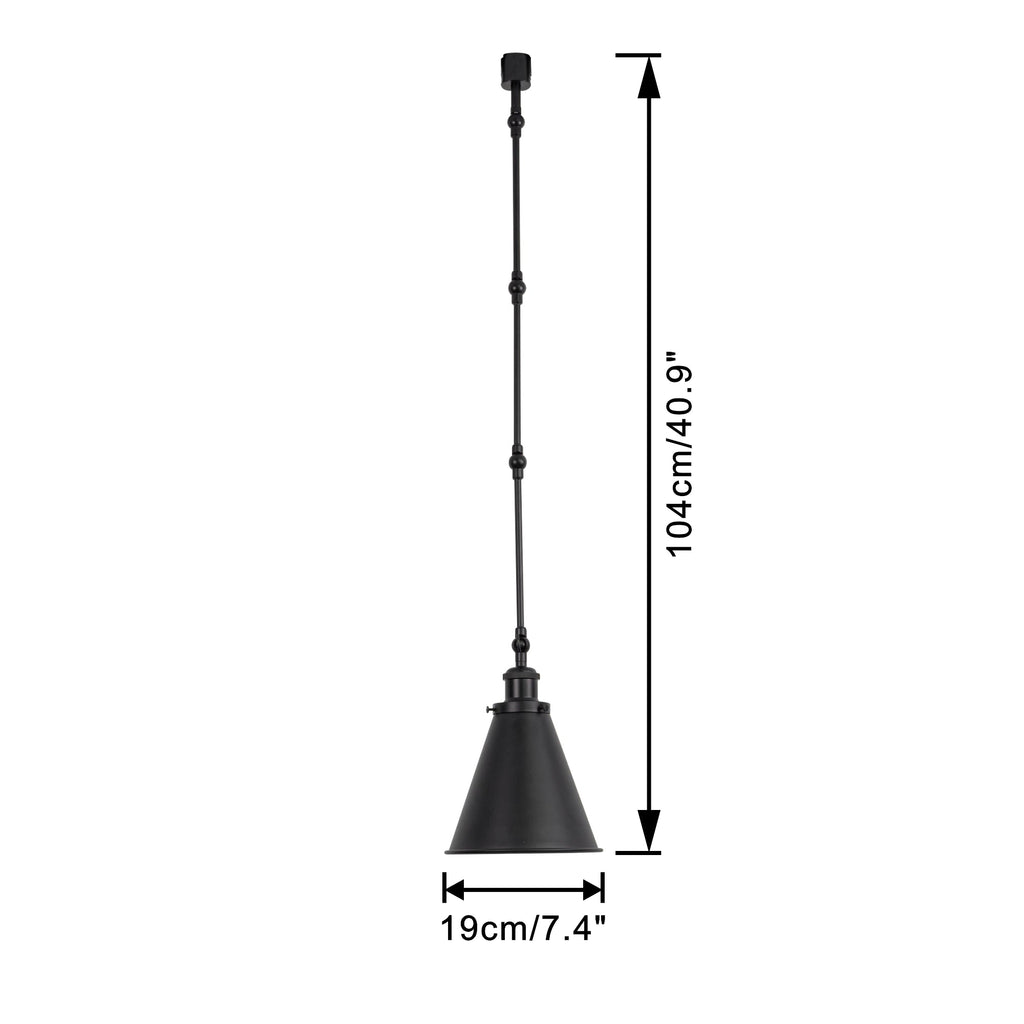 Adjustable Directional Focus White/Black Metal Cone Track Lamp with E26 Base — Vintage Style, Suitable for Kitchen, Living Room, Bedroom