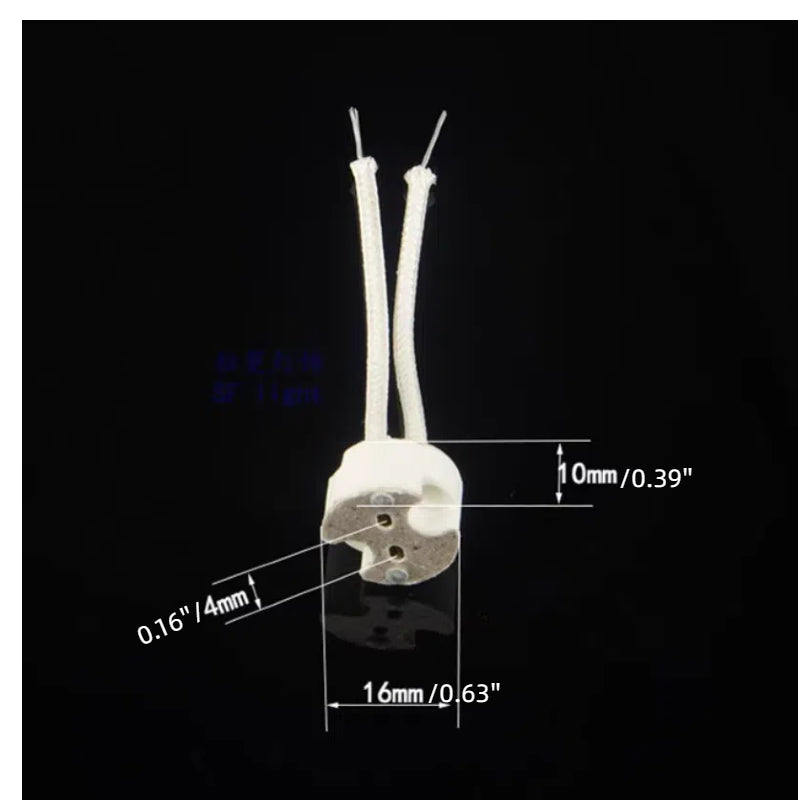 Kiven MR16  Recessed Mini Spotlight Lamp Cup, Ceramic Lamp Base, Lamp Pin, Socket & Wire Plug