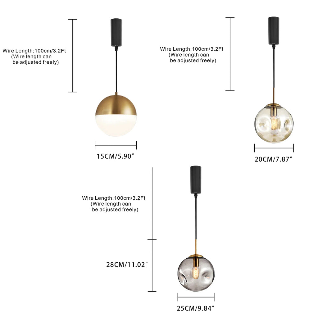 H Track Lighting Heads Adjustable Height Glass Globe lampshade Art Modern H Type Track Lighting Pendant for Kitchen, Gallery 1-Light (Bulb & Track Rail NOT included)