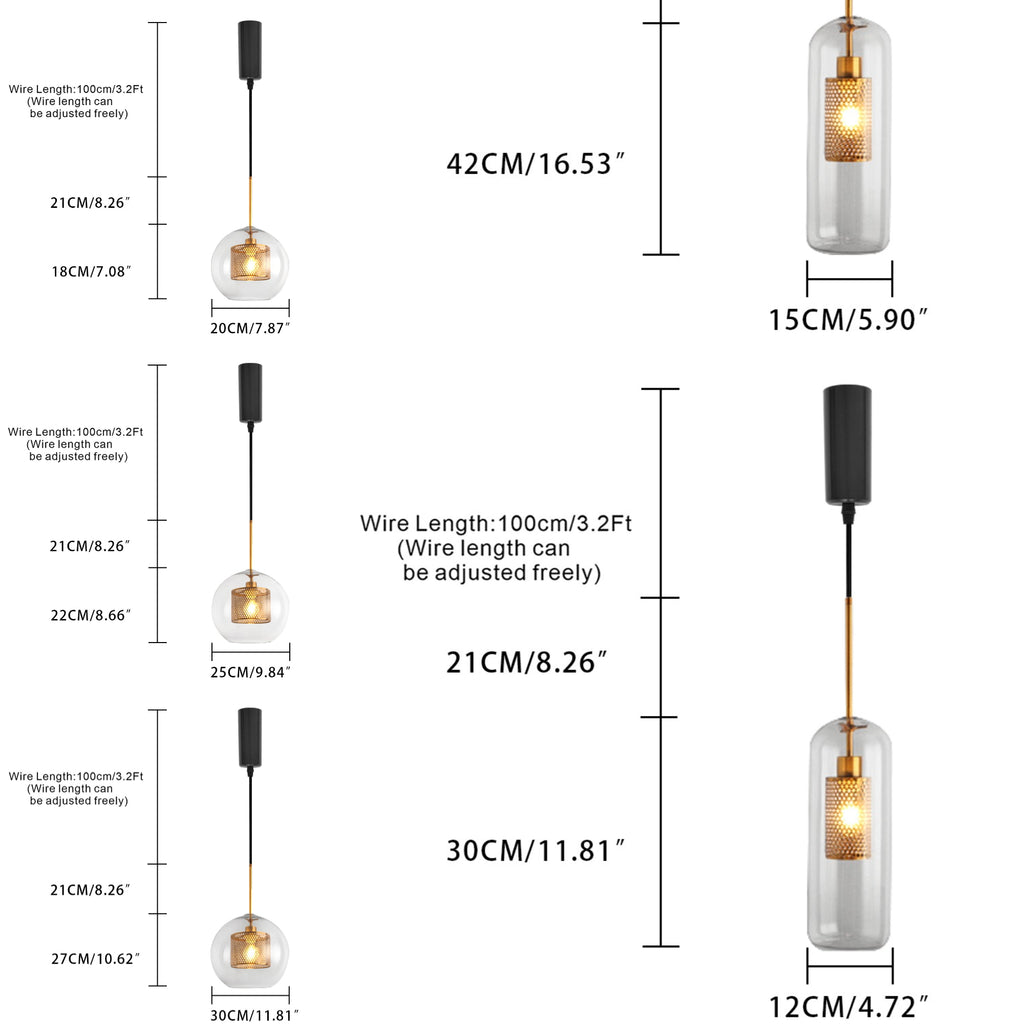 Adjustable Height H Track Lighting Heads Glass Globe lampshade Track Pendant Lighting H Type for Kitchen, Dining Room 1-Light (Bulb & Track Rail NOT included)