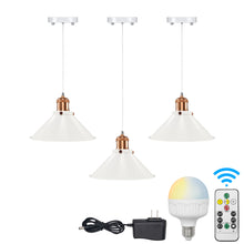 Load image into Gallery viewer, Battery Operated Pendant Light with Adjustable Iron Cable 8.7&quot; Cone Shade