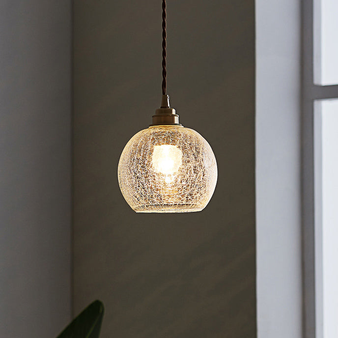 Rechargeable Battery Adjustable Cord Pendant Light Glass Shade Smart LED Bulbs with Remote Retro Design