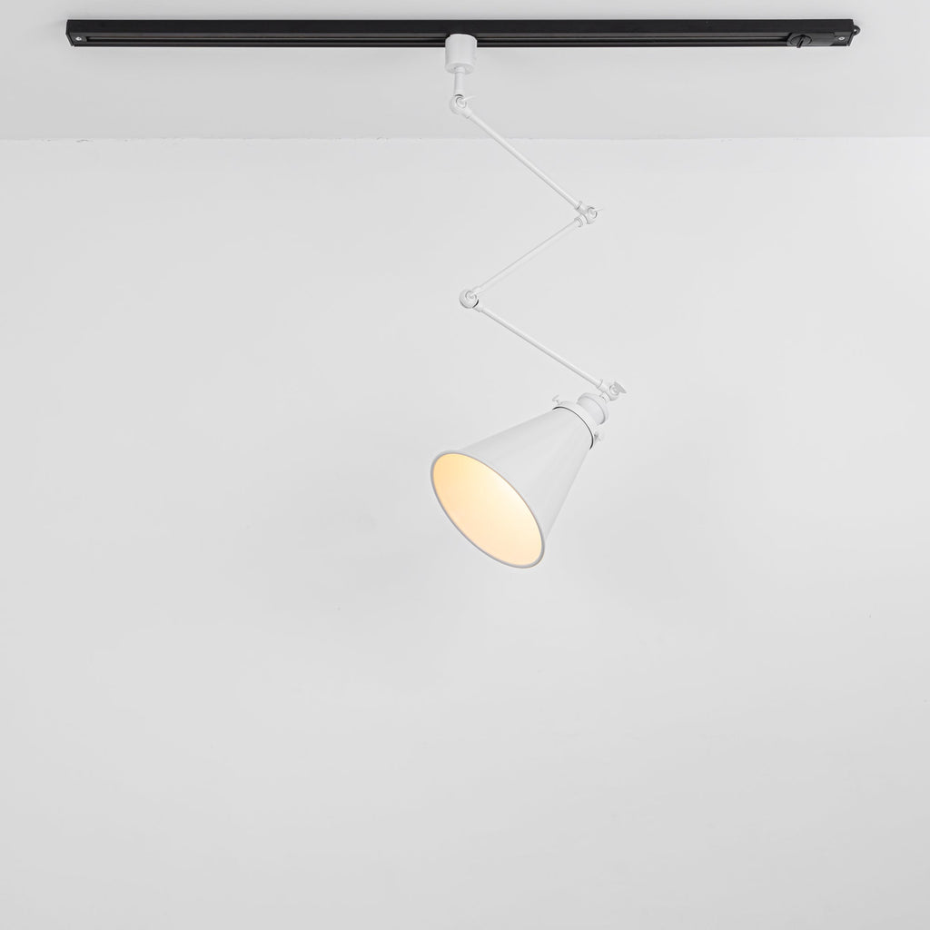 Adjustable Directional Focus White/Black Metal Cone Track Lamp with E26 Base — Vintage Style, Suitable for Kitchen, Living Room, Bedroom