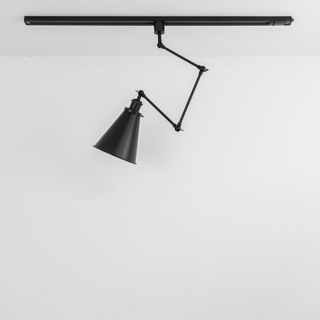 Adjustable Directional Focus White/Black Metal Cone Track Lamp with E26 Base — Vintage Style, Suitable for Kitchen, Living Room, Bedroom
