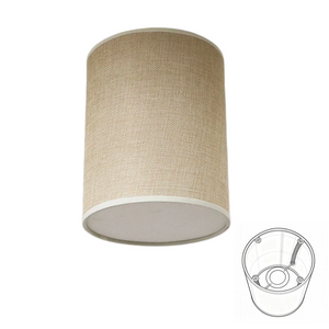 Clip-on linen drum lamp shade with internal spring clamp diagram for bare bulb ceiling fixture