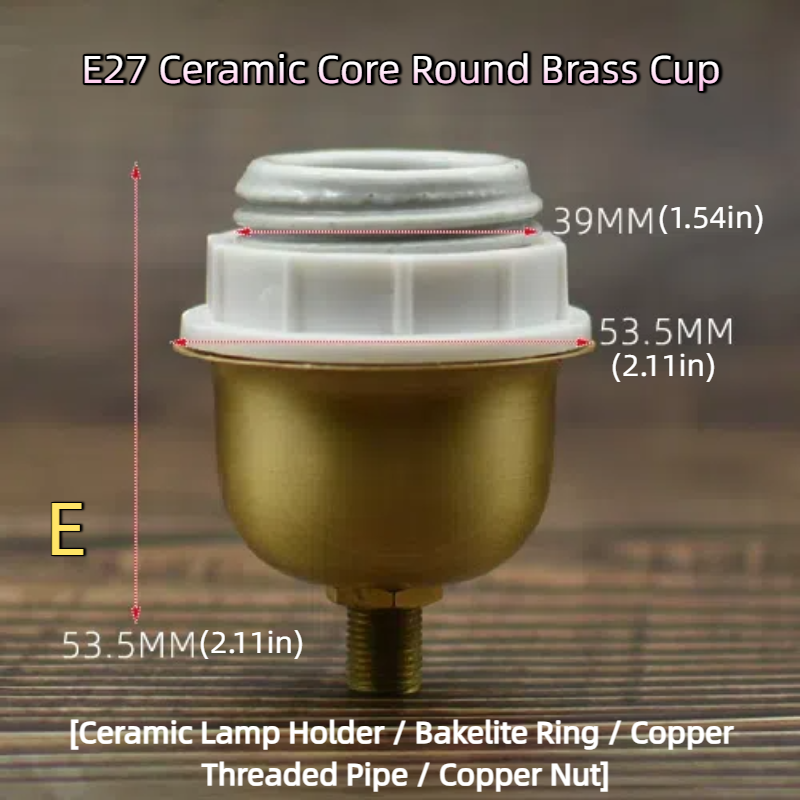 2-Pack Vintage Lighting DIY Hardware: Solid Brass Lamp Head Set with Crystal Accents – Includes Lamp Cup, Socket Sleeves & Shade Clips