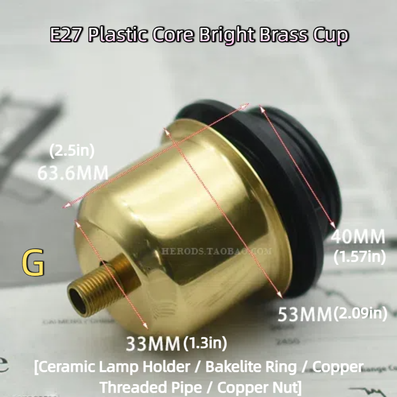 2-Pack Vintage Lighting DIY Hardware: Solid Brass Lamp Head Set with Crystal Accents – Includes Lamp Cup, Socket Sleeves & Shade Clips