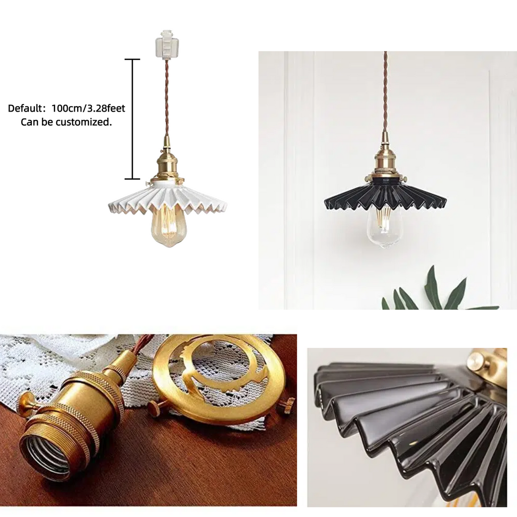 Kiven H-Type Track Light Pendants 3.2 Ft for Retro Ceramic Marble Shade Customizable Track Lighting Fixtures Nordic Instant Pendant light for Restaurant Bulbs Not Included