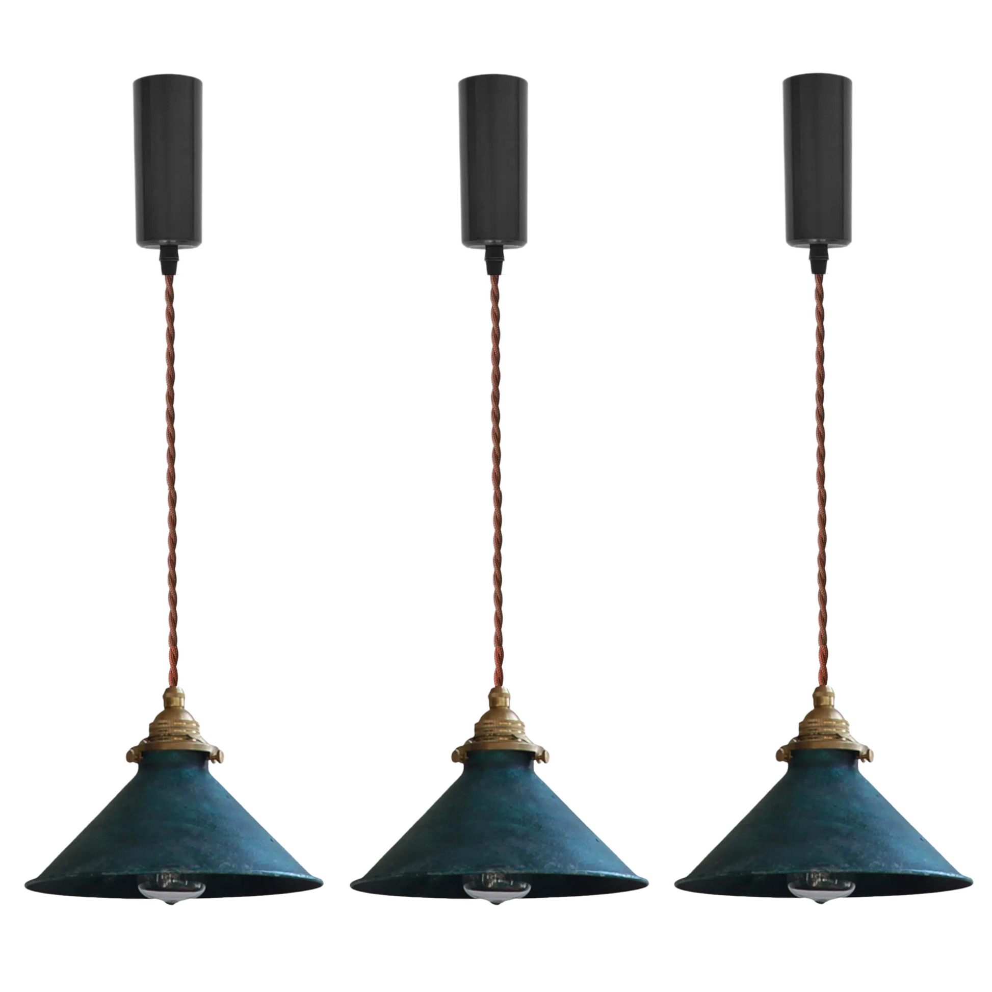 Dimmable H-Type Track Lighting Pendants with Hand-Made Copper Shade,1-Light 3.2 ft Cord Brass Finished E14 Socket Blue Rustic Cottage Style for Kitchen Living Room Customizable