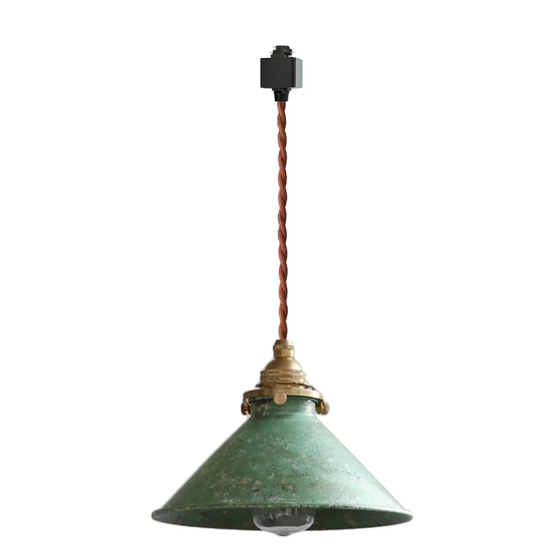 Dimmable H-Type Track Lighting Pendants with Hand-Made Copper Shade,1-Light 3.2 ft Cord Brass Finished E14 Socket Blue Rustic Cottage Style for Kitchen Living Room Customizable