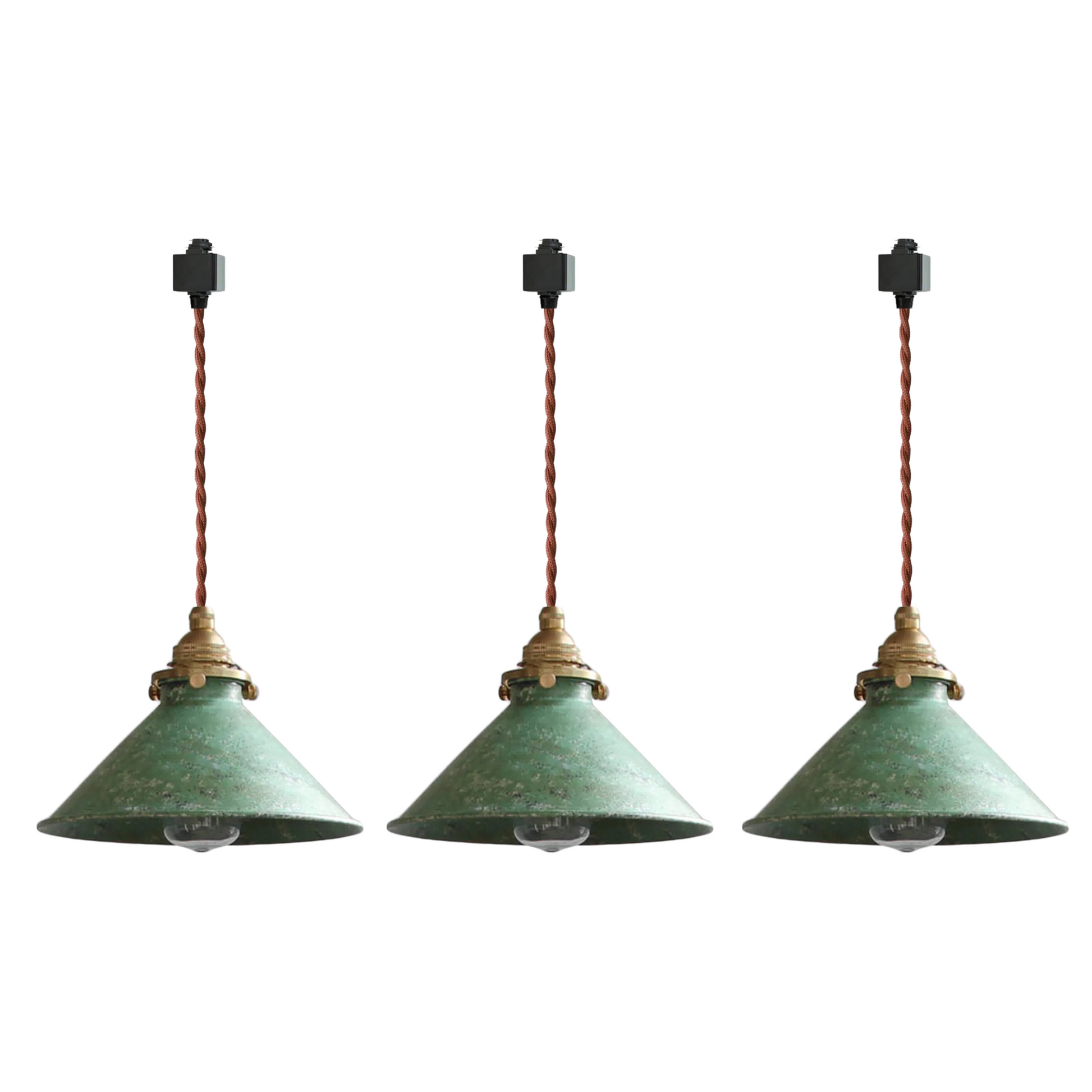 Dimmable H-Type Track Lighting Pendants with Hand-Made Copper Shade,1-Light 3.2 ft Cord Brass Finished E14 Socket Blue Rustic Cottage Style for Kitchen Living Room Customizable