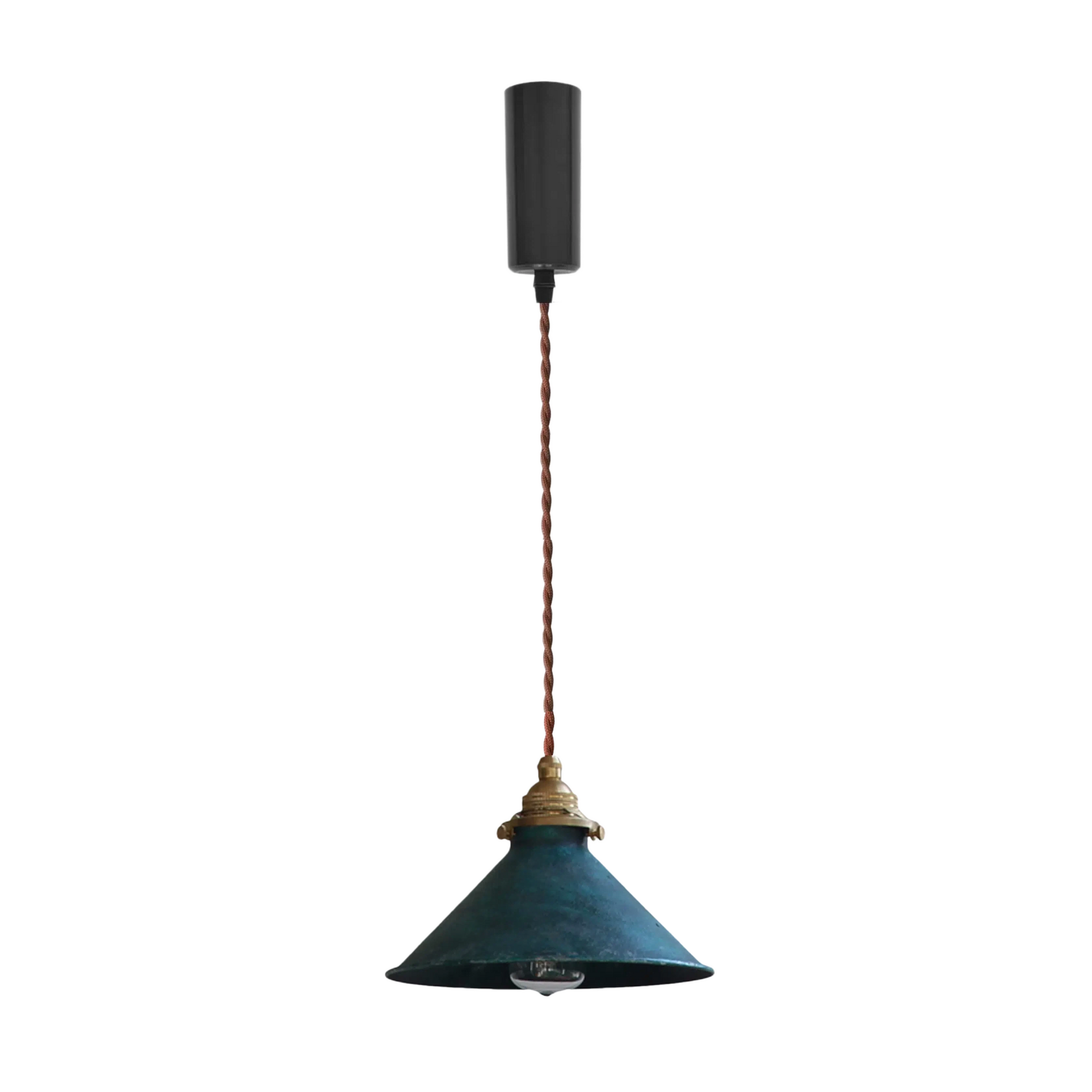 Dimmable H-Type Track Lighting Pendants with Hand-Made Copper Shade,1-Light 3.2 ft Cord Brass Finished E14 Socket Blue Rustic Cottage Style for Kitchen Living Room Customizable
