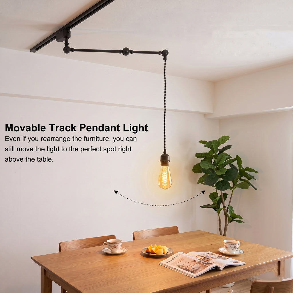 Kiven H Type Track Lighting Pendant with 350° Swivel & 3 Adjustable Articulating Arms,1 Pack Modern Track Lighting Fixture with Adjustable Cord for Kitchen Island Shop