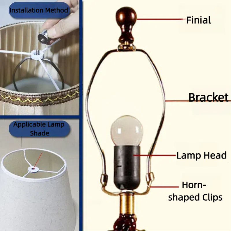 Antique Lamp Body with Pre-installed Power Cord - Single Purchase Lamp Base, American Horn & European Resin Classic Metal Style