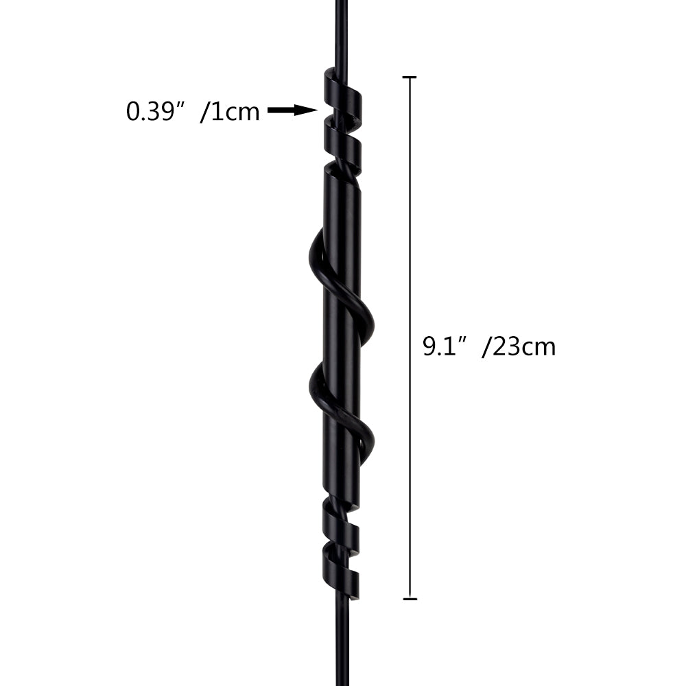 Black iron pendant light cord winder. Features 9.1"/23cm height, 0.39"/1cm thread. Ideal for DIY lighting.