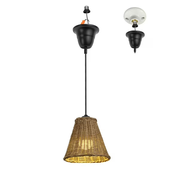 Kiven Farmhouse Pendant Light with E26 Screw-in Adapter, Exposed Ceiling Light to Pendant, Converts Bulb Socket to Pendant Light, Adjustable Height Renter-friendly Pendant Lighting
