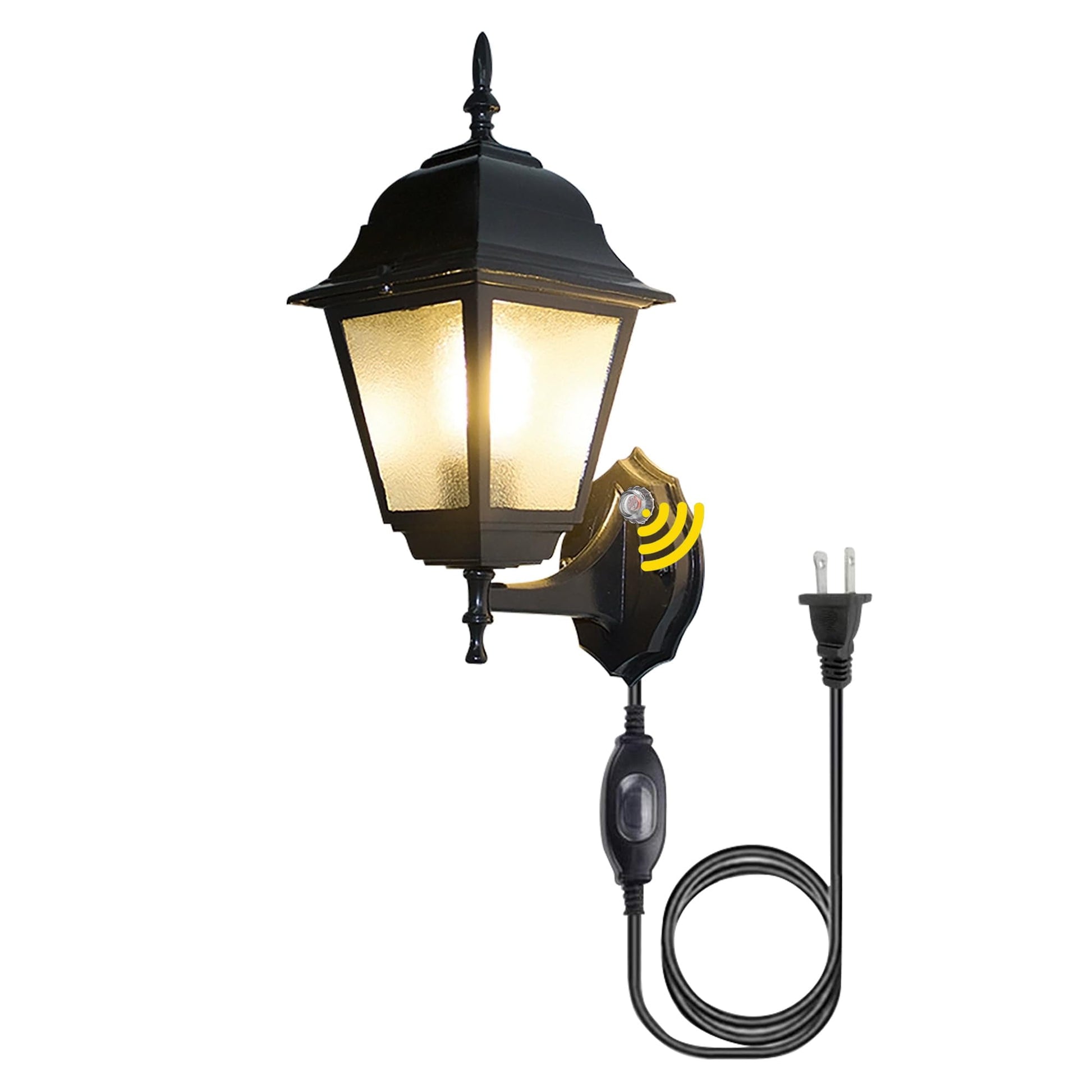 Kiven Dusk to Dawn Plug-in Wall Lantern | Industrial Outdoor IP65 Porch Light