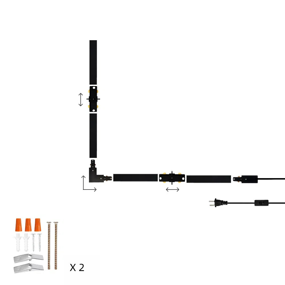 Customizable H Track Lighting Rail Kit Black 15ft Cord Length U-shaped Track with I and L Connectors Suitable for Kitchen Island of Various Shapes