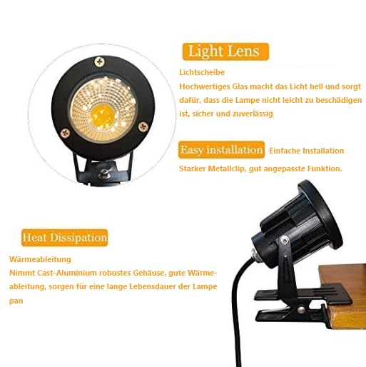 Kiven 12W Modern Gooseneck LED Clip Spotlight - IP65 Waterproof for Backyard/Garage/Hallway