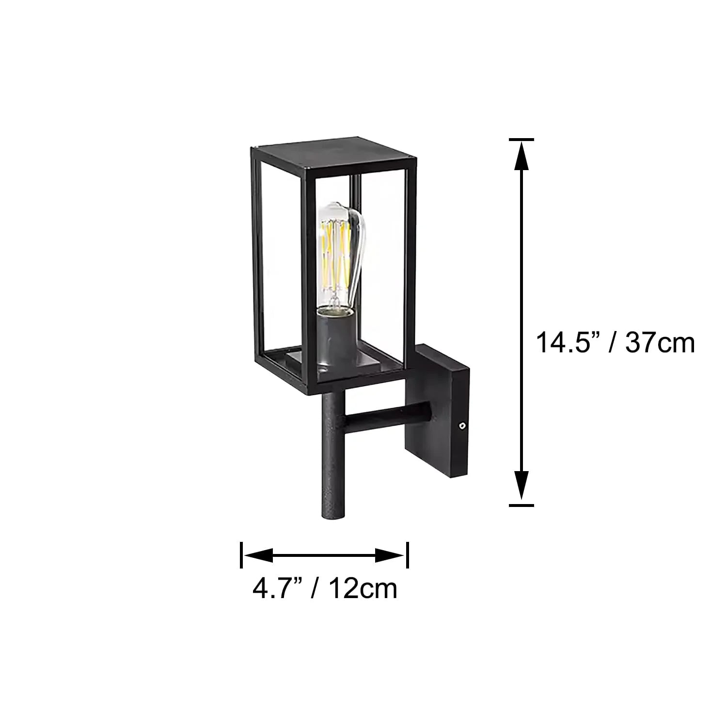 Kiven Waterproof Exterior Outdoor/Indoor Cage Wall Light, Plug-in Wall Mount Lantern Light, Dusk-to-Dawn Industrial Porch Light for House Garage Patio E26 Socket,Black Finish