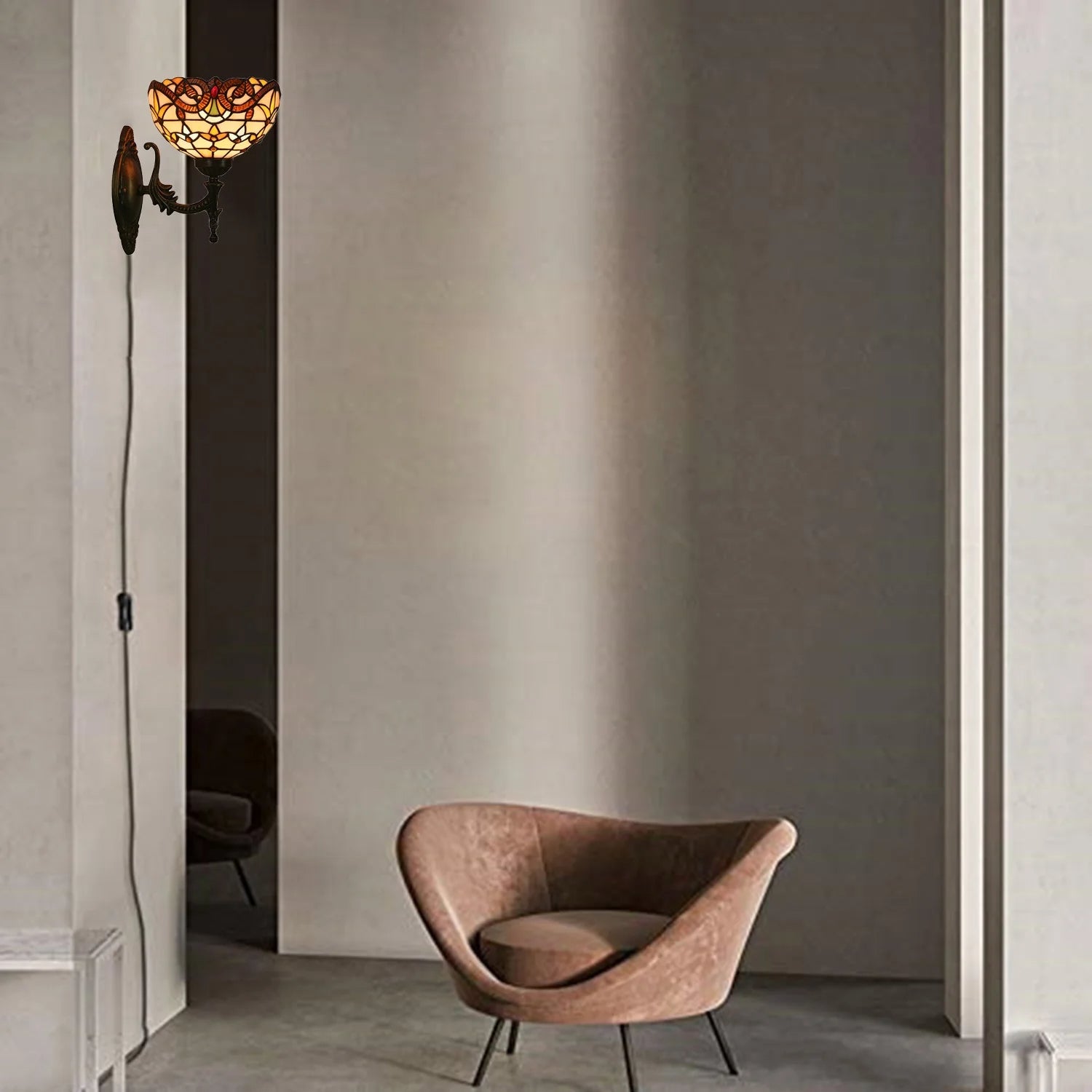 Kiven 1/2 - Pack RGB Color - Changing Wall Sconces with Remote Control, Rechargeable Battery - Powered, Dimmable Tiffany Handmade Light Fixtures - Bulbs Included, Ideal for Dorm, Store, Bedroom, Loft & Corridor