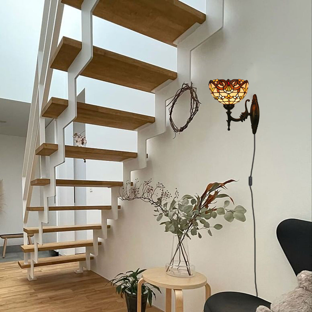 Kiven 1/2 - Pack RGB Color - Changing Wall Sconces with Remote Control, Rechargeable Battery - Powered, Dimmable Tiffany Handmade Light Fixtures - Bulbs Included, Ideal for Dorm, Store, Bedroom, Loft & Corridor