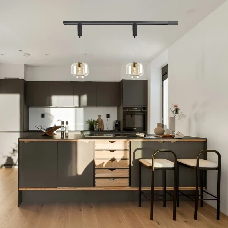 Track Pendant Lighting Modern H/J/L Track Lighting Heads Adjustable Height Decorate for Kitchen, Dining Room,loft aisle bar Glass Globe (Bulb & Track Rail NOT included)