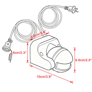 Outdoor Waterproof Sensor Switch, Extension Cord, 6.6 ft (2 m), Motion Sensor, Automatic Lighting, IP44 Waterproof, For Entryway, Garden Light, Outlet Type