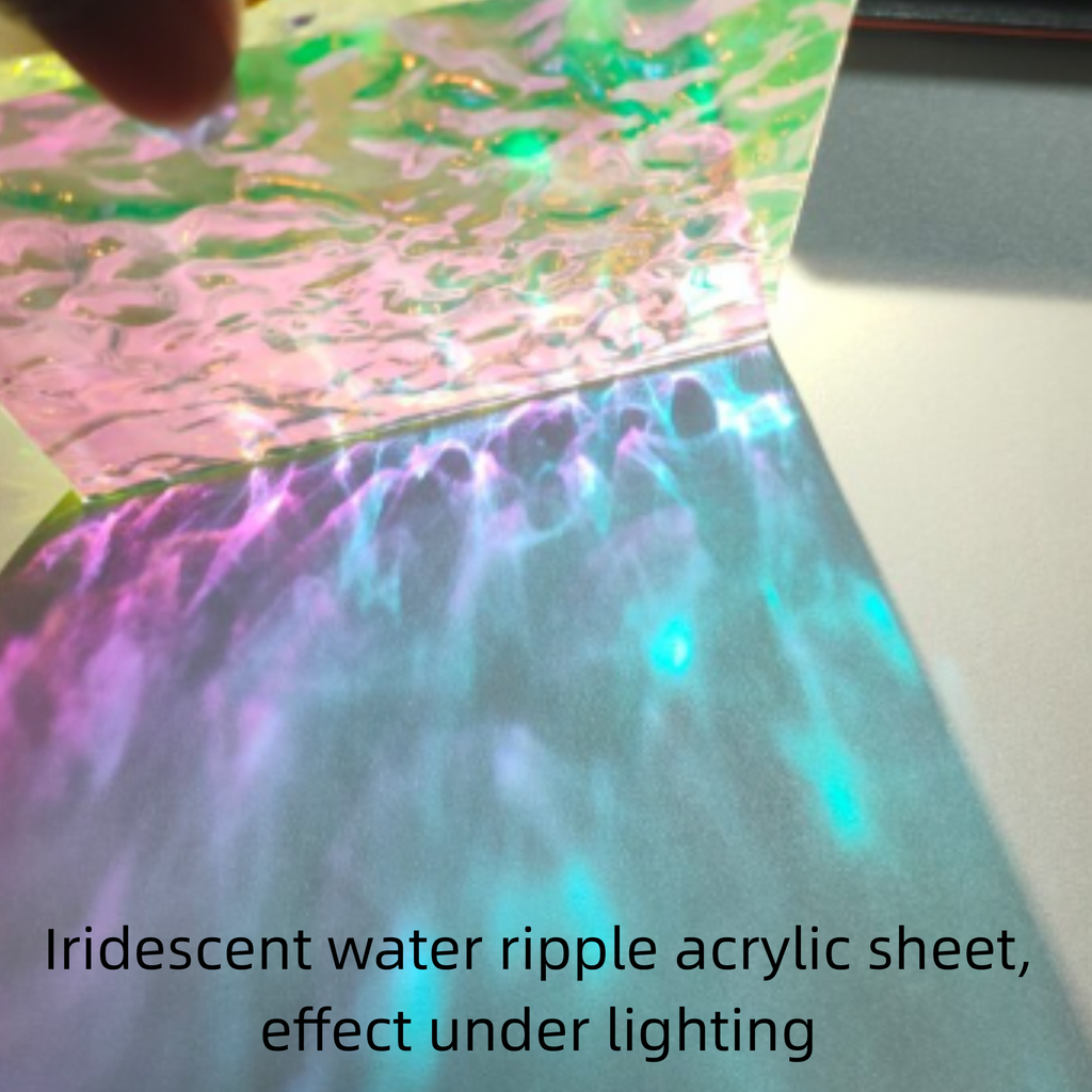 Custom Gradient Plexiglass Panels with Water - Ripple, Stone - Pattern & Iridescent Stripes: For Lamp DIY Projects