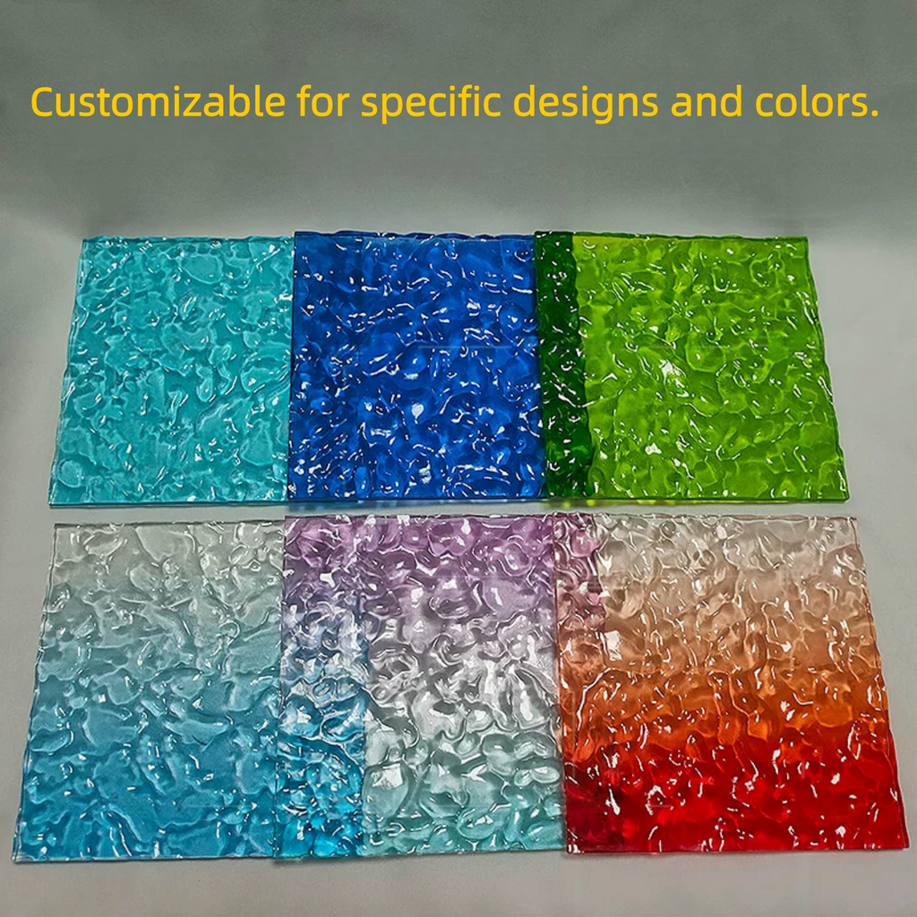 Custom Gradient Plexiglass Panels with Water - Ripple, Stone - Pattern & Iridescent Stripes: For Lamp DIY Projects