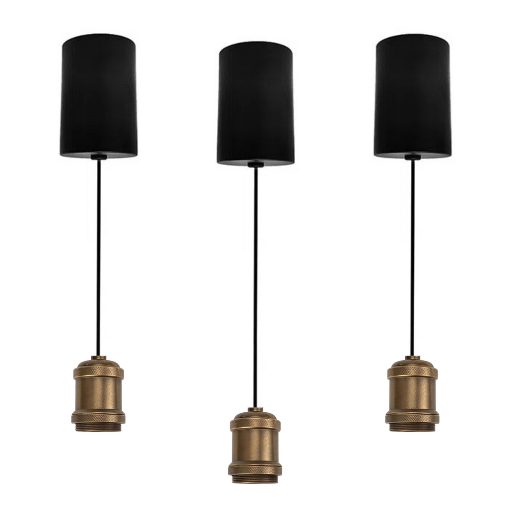 Hardwired Retractable Pendant Light Cord Kit – 3-Wire Grounded Adjustable Hanging Socket Assembly