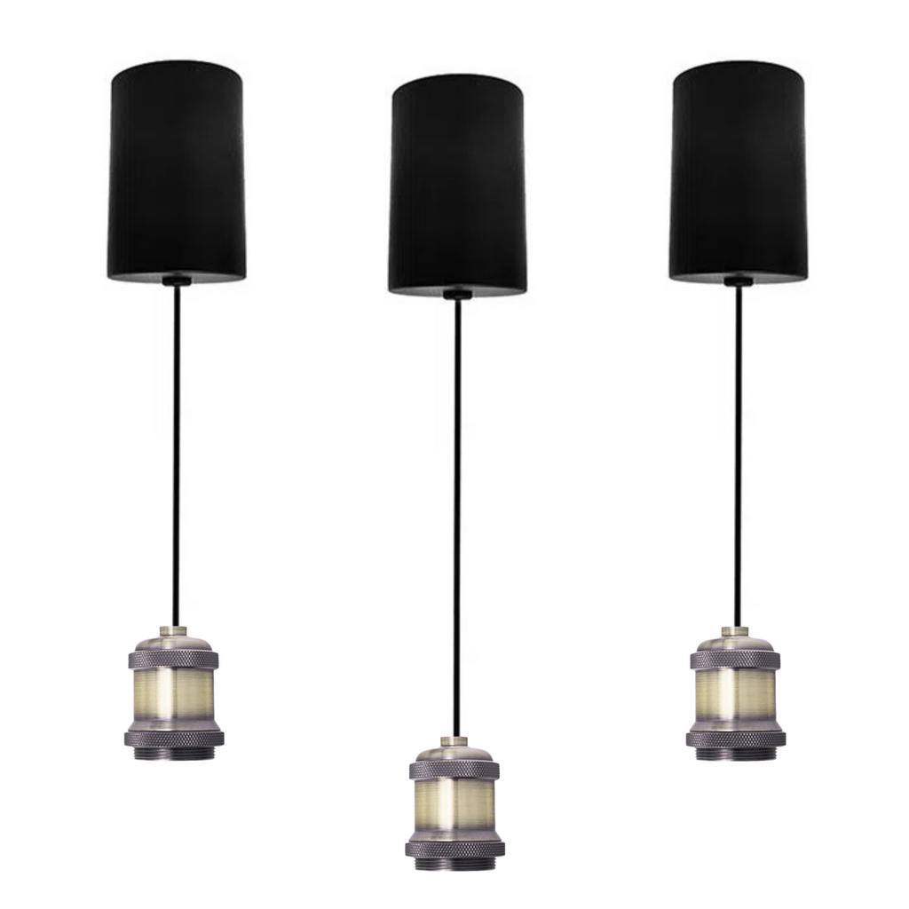 Hardwired Retractable Pendant Light Cord Kit – 3-Wire Grounded Adjustable Hanging Socket Assembly