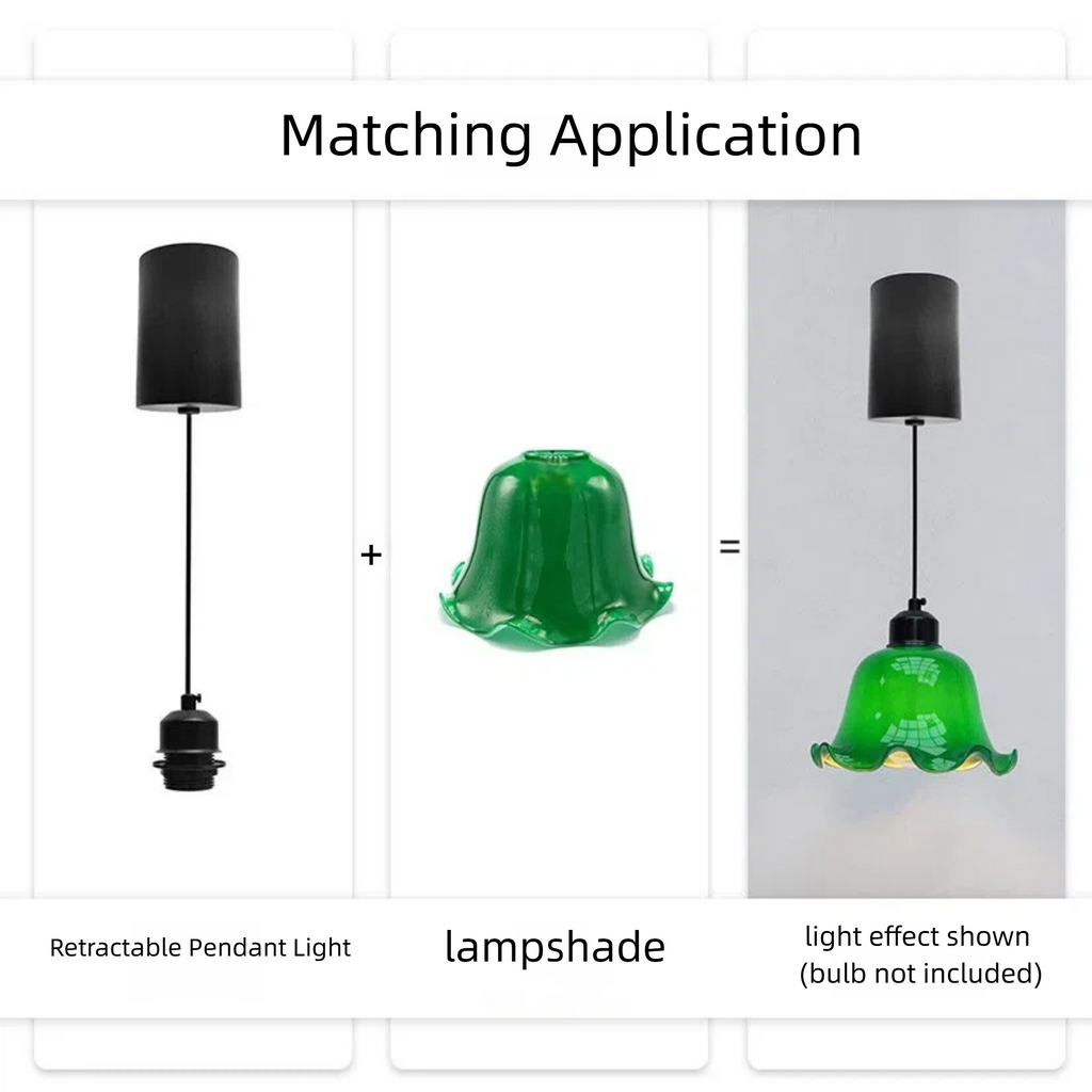 Hardwired Retractable Pendant Light Cord Kit – 3-Wire Grounded Adjustable Hanging Socket Assembly