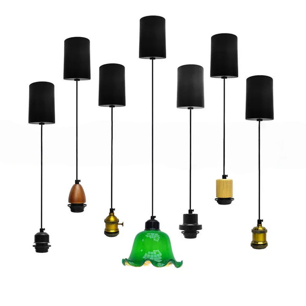 Hardwired Retractable Pendant Light Cord Kit – 3-Wire Grounded Adjustable Hanging Socket Assembly