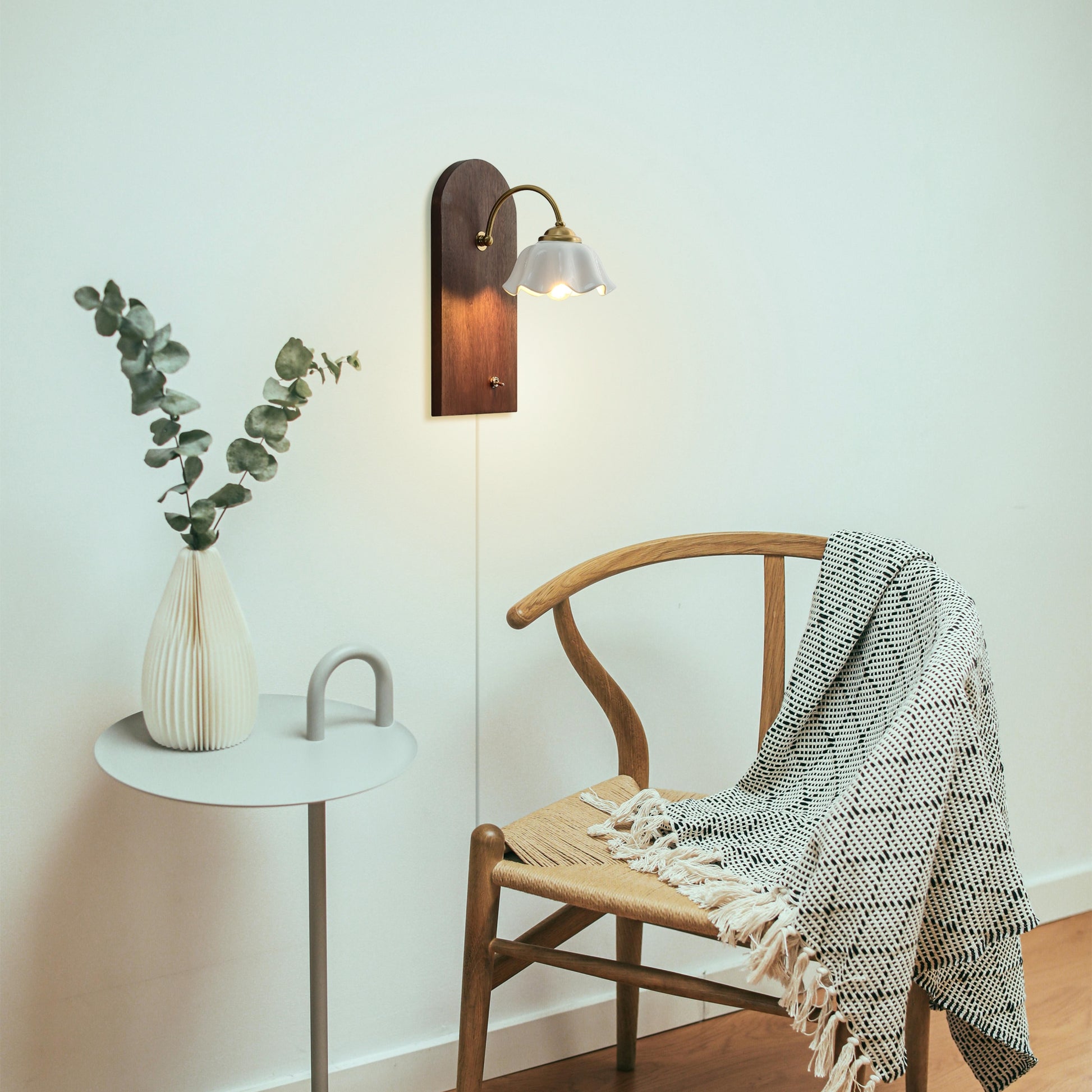 Vintage Wooden Glass Wall Sconces Plug-in Farmhouse Loft Bedroom Living Room Entrance Hallway Coffee shop